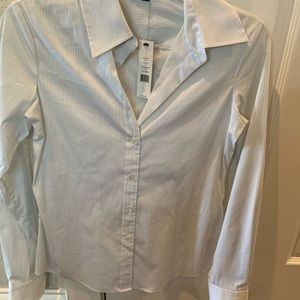 Theory white button down shirt with blue stripes - new
